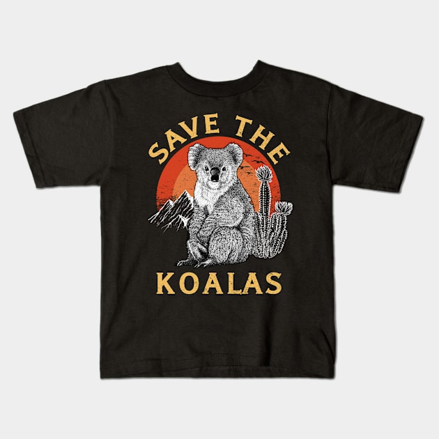 Save The Koalas Animal Lovers Kids T-Shirt by RobertBowmanArt